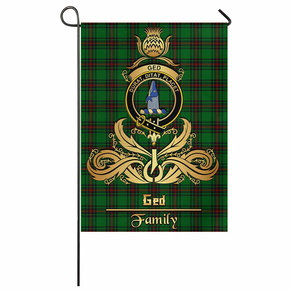 Ged Tartan Garden Flag with Highland Thistle Cherish Family Crest Style - Tartan Vibes Clothing