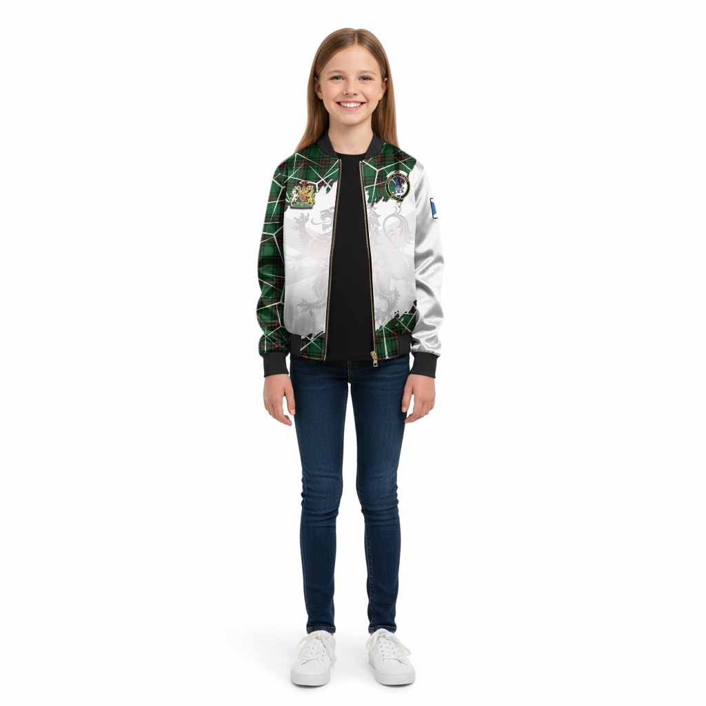 Ged Tartan Kid Bomber Jacket with Family Crest and Lion Rampant Grunge Style