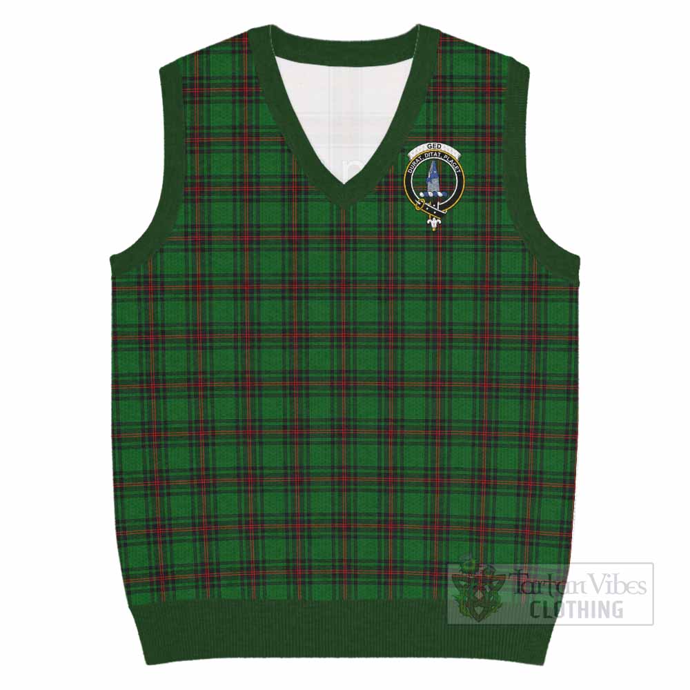 Ged Tartan Knitted V-Neck Vest with Family Crest - Tartan Vibes Clothing