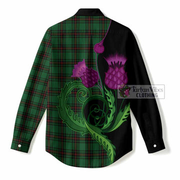 Ged Tartan Women Casual Shirt Traditional Scottish Thistle
