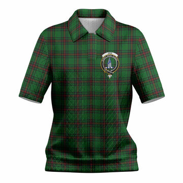 Ged Tartan Women’s Polo Sweater Top with Family Crest
