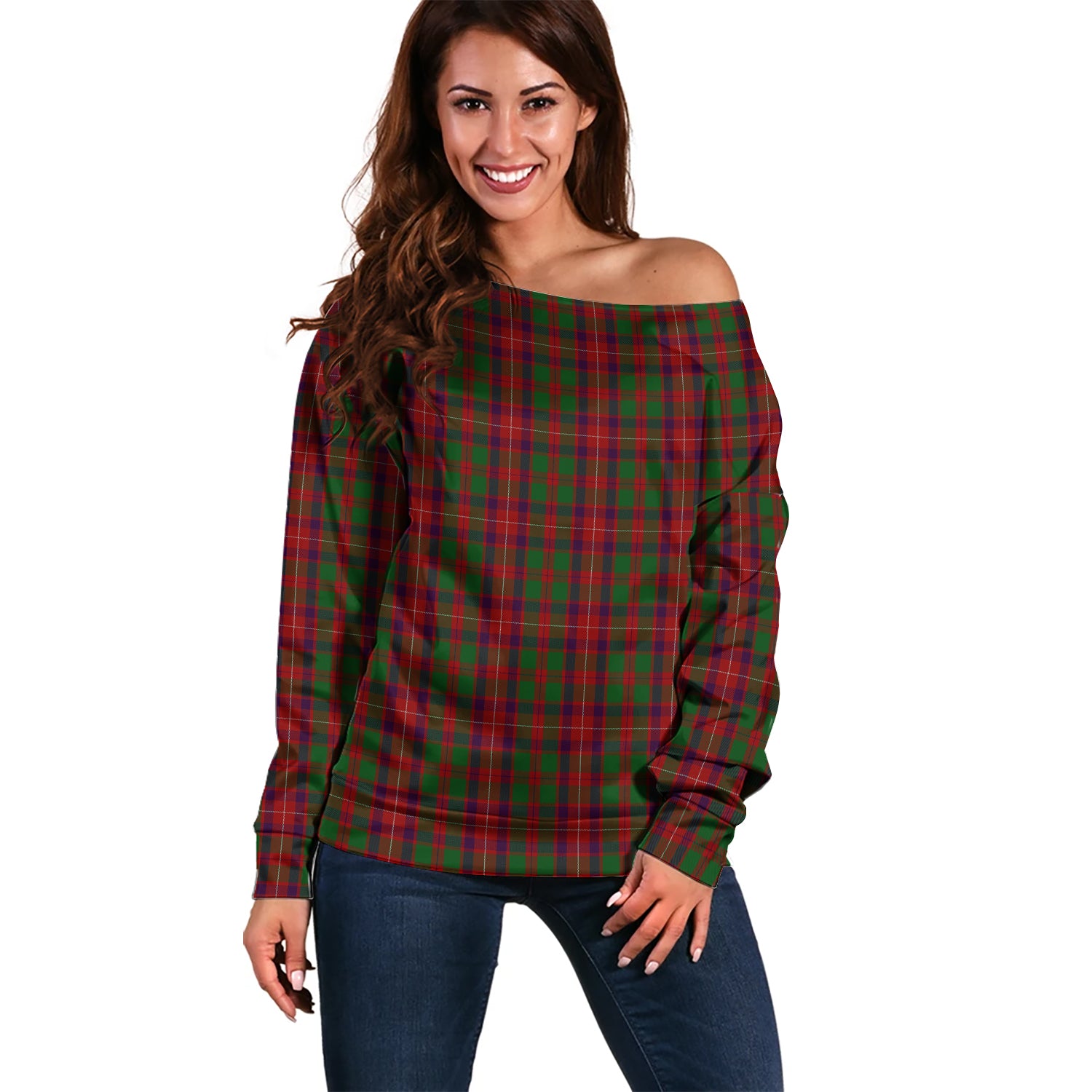 Geddes Tartan Off Shoulder Women Sweater Women - Tartan Vibes Clothing