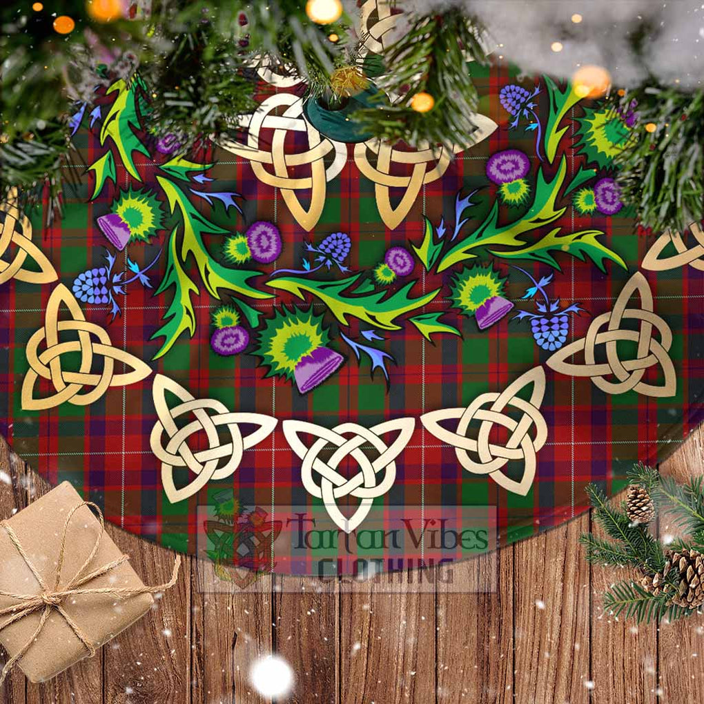 Tartan Vibes Clothing Geddes Tartan Christmas Tree Skirt with Thistle Celtic Knot Style