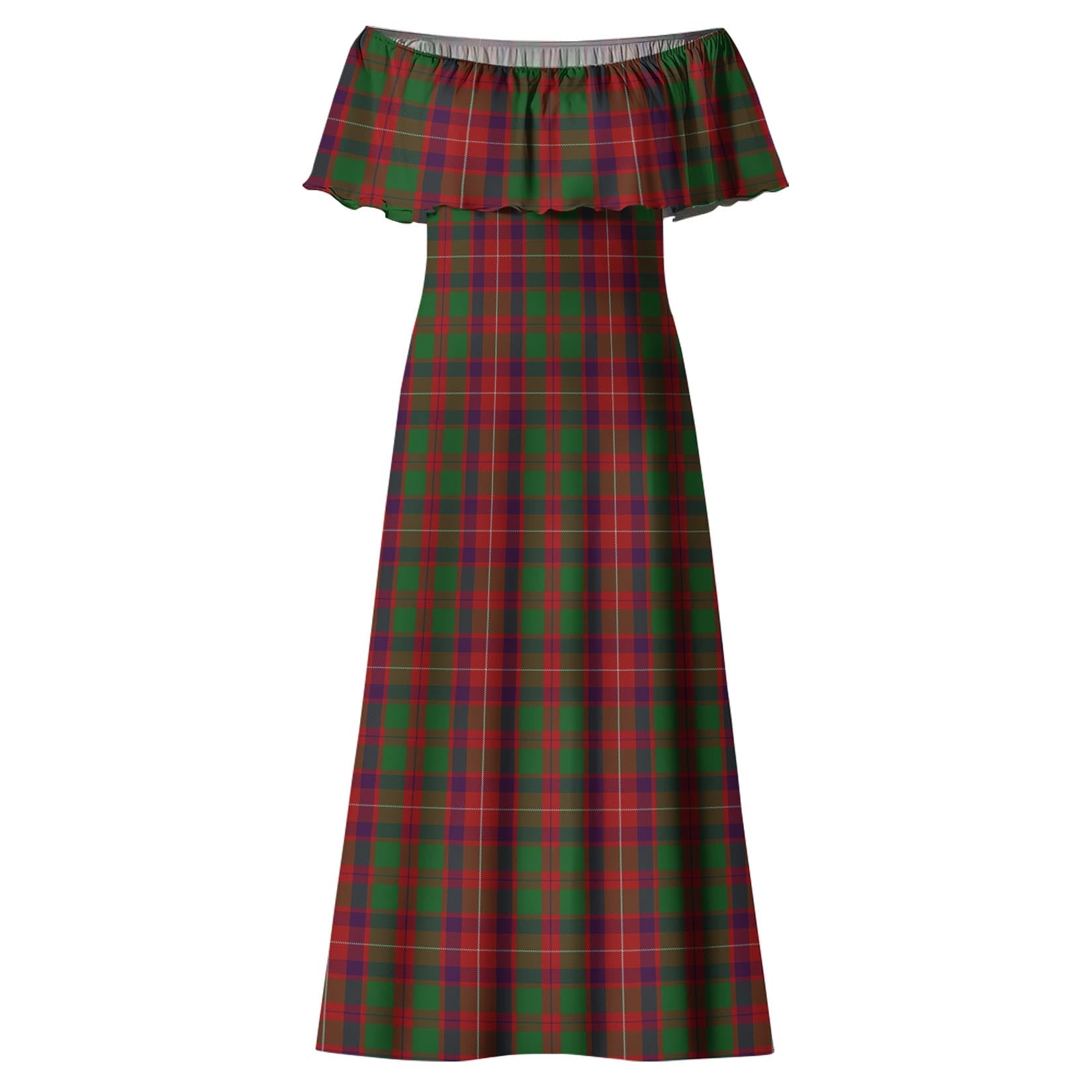 Geddes Tartan Off Shoulder Long Dress - Tartan Vibes Clothing