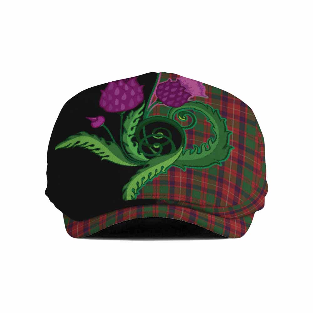 Geddes Tartan Flat Cap, Jeff Cap Traditional Scottish Thistle