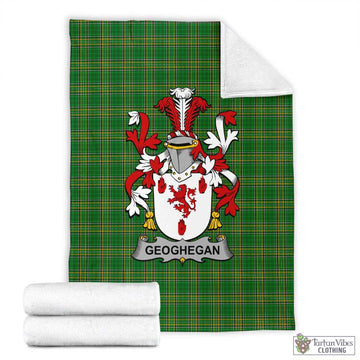 Geoghegan Irish Clan Tartan Blanket with Coat of Arms X-Large 59 x 79 inches 150 x 200 cm - Tartan Vibes Clothing