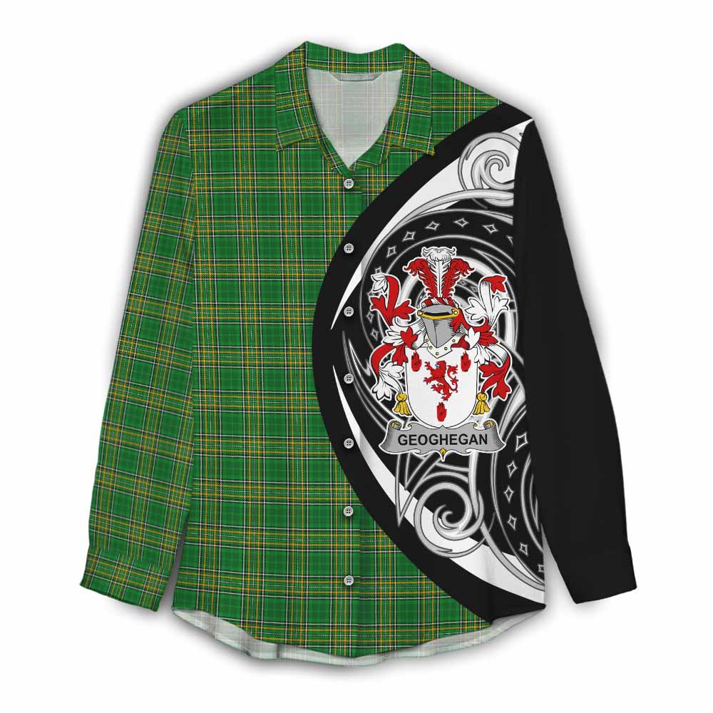 Tartan Vibes Clothing Geoghegan Irish Clan Women's Casual Shirt Celtic Circle Style