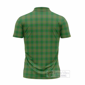 Geoghegan Irish Clan Tartan Zipper Polo Shirt with Coat of Arms - Tartan Vibes Clothing