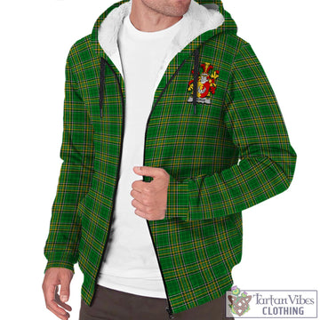 Tartan Vibes Clothing George Ireland Clan Tartan Sherpa Hoodie with Coat of Arms
