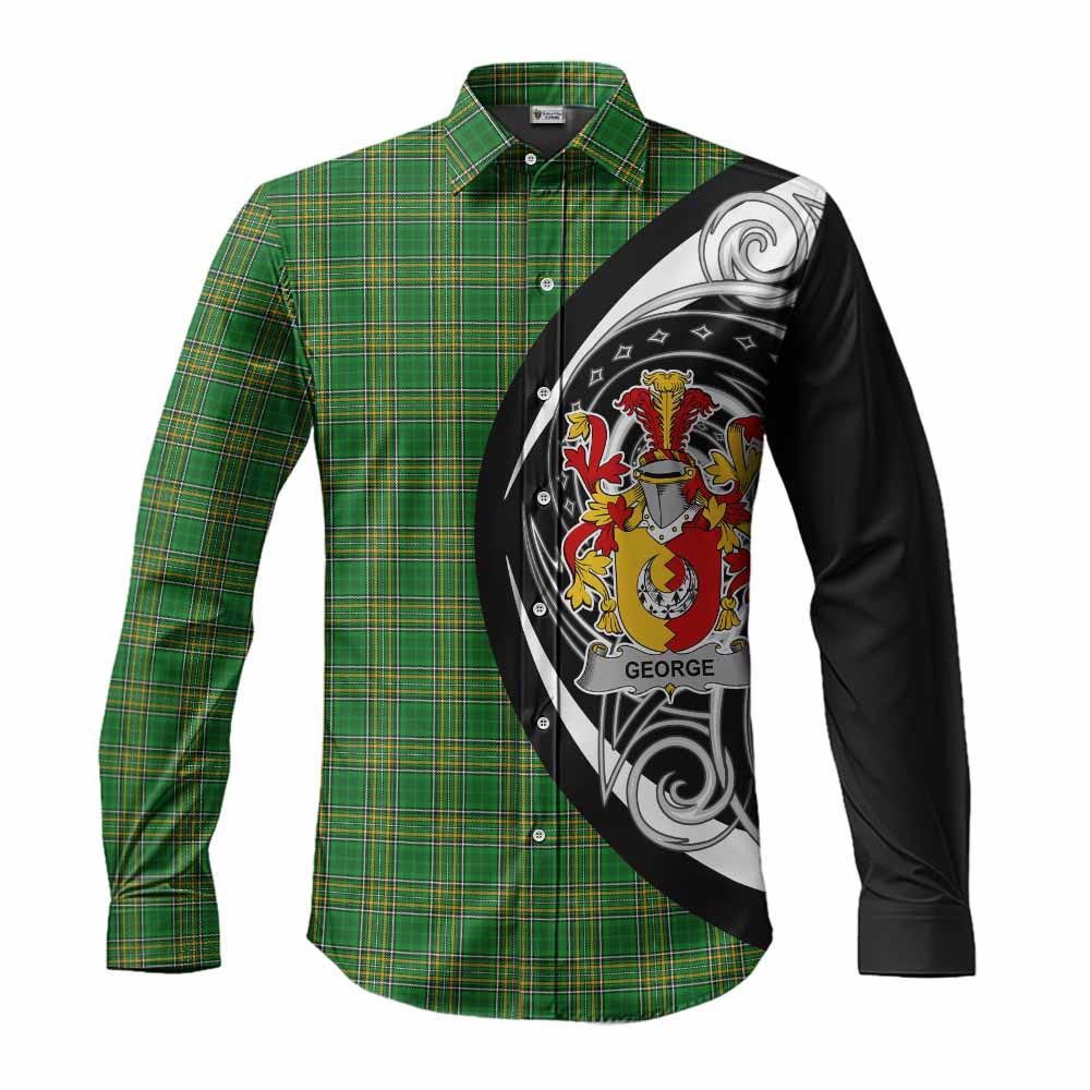 Tartan Vibes Clothing George Irish Clan Long Sleeve Button Shirt Celtic Circle Style