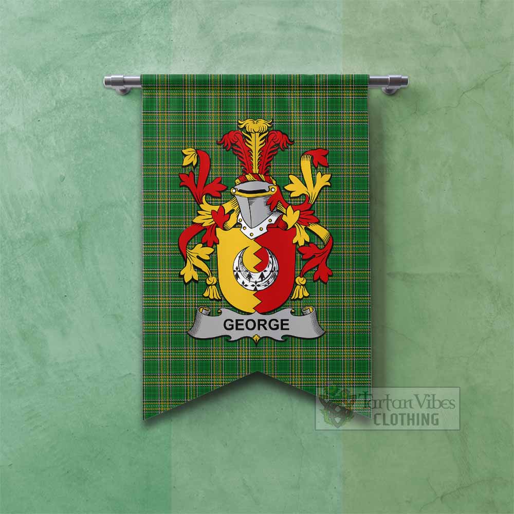 Tartan Vibes Clothing George Irish Clan Tartan Gonfalon, Tartan Banner with Coat of Arms