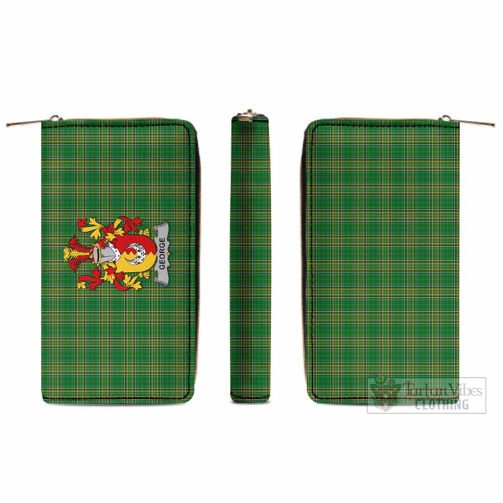 Tartan Vibes Clothing George Irish Clan Tartan Women's Leather Wallet with Coat of Arms