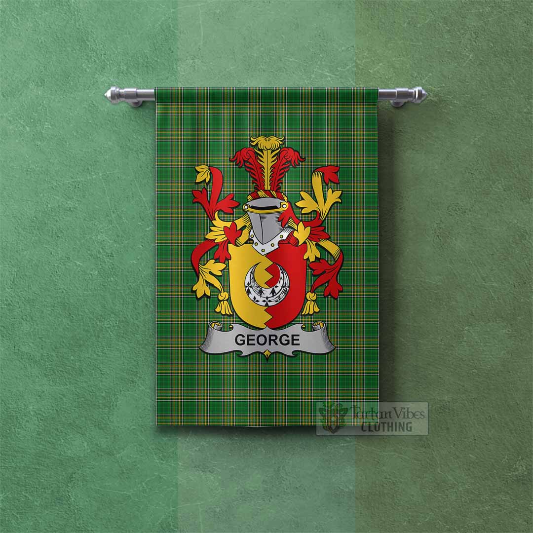 Tartan Vibes Clothing George Irish Clan Tartan Gonfalon, Tartan Banner with Coat of Arms