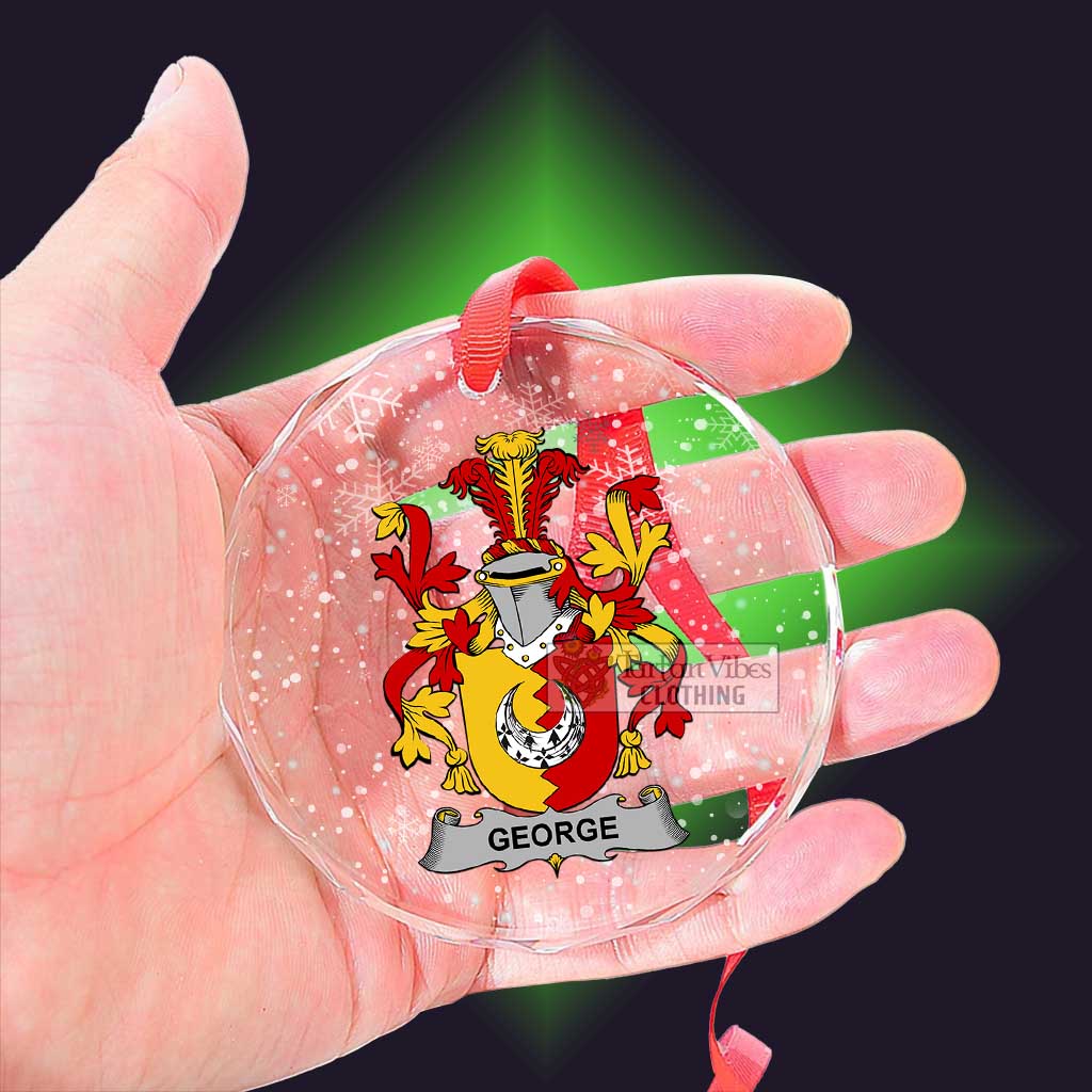 Tartan Vibes Clothing George Irish Clan Christmas Glass Ornament with Coat of Arms