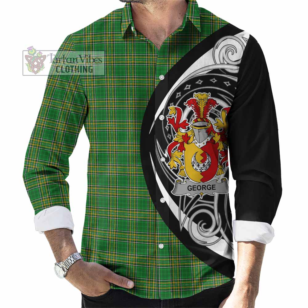 Tartan Vibes Clothing George Irish Clan Long Sleeve Button Shirt Celtic Circle Style