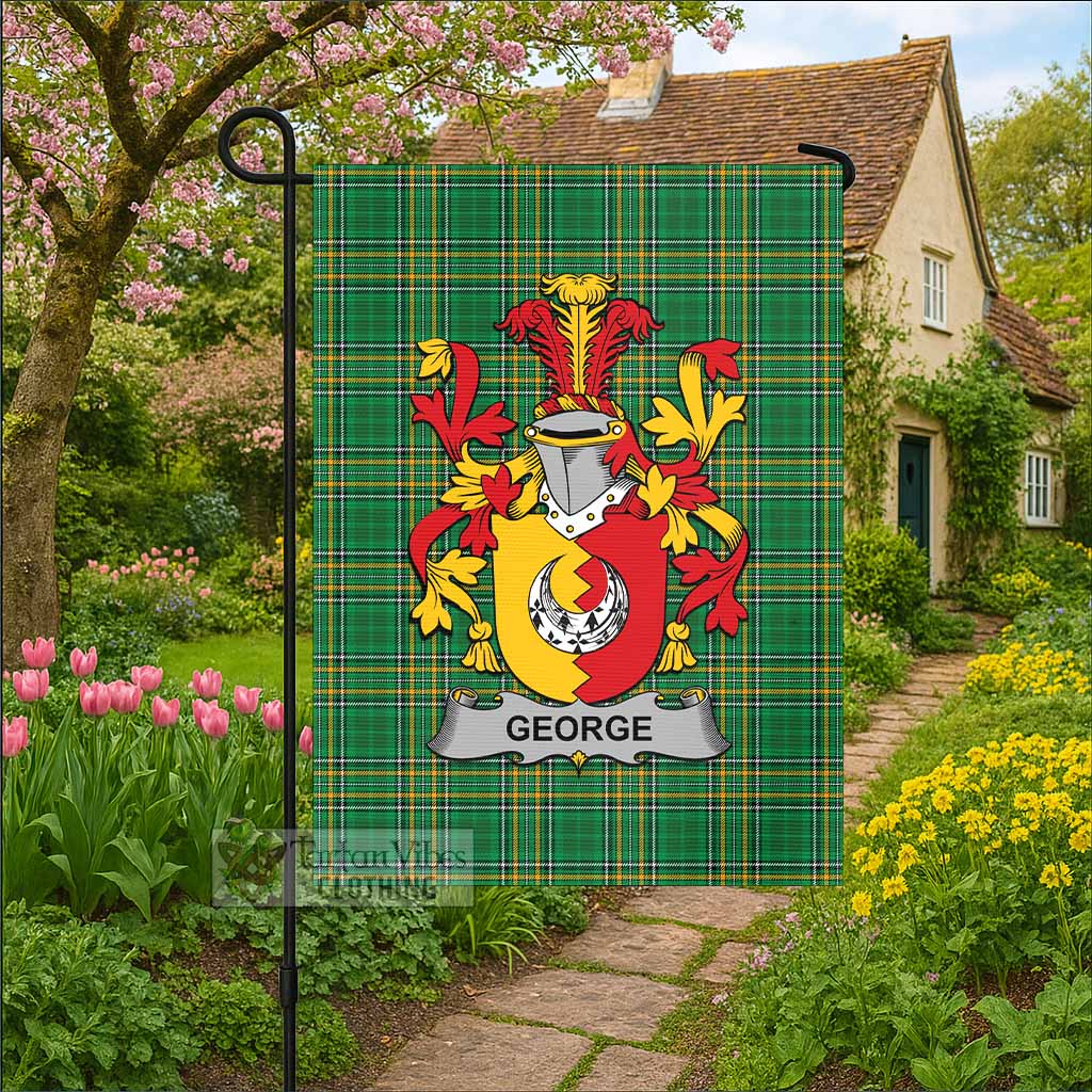 George Irish Clan Tartan Flag with Coat of Arms