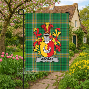 George Irish Clan Tartan Garden Flag with Coat of Arms