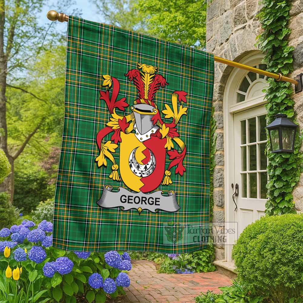 George Irish Clan Tartan Flag with Coat of Arms