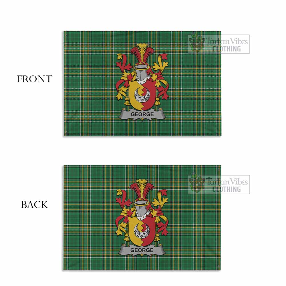Tartan Vibes Clothing George Irish Clan Tartan House Flag with Coat of Arms