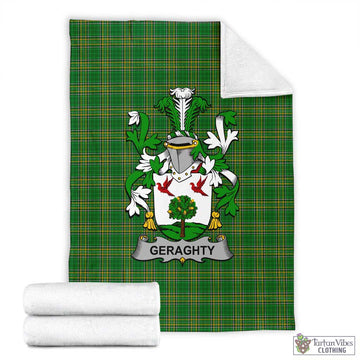 Tartan Vibes Clothing Geraghty Irish Clan Tartan Blanket with Coat of Arms