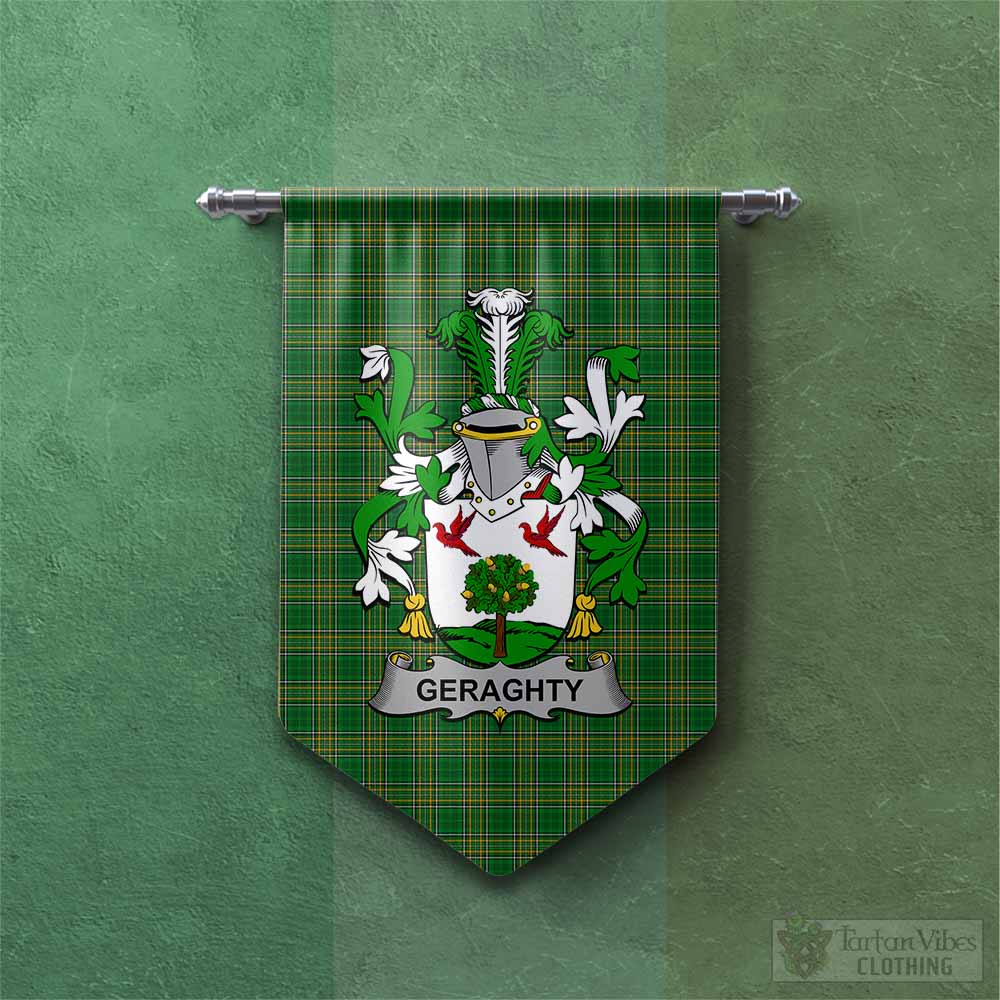Geraghty Irish Clan Tartan Gonfalon, Tartan Banner with Coat of Arms Chevron - Tartan Vibes Clothing