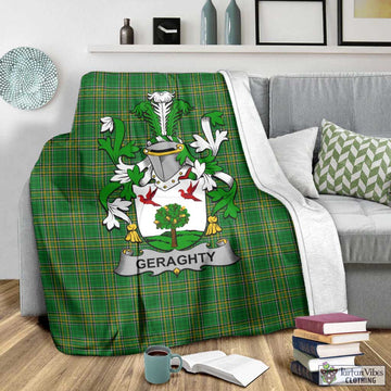 Tartan Vibes Clothing Geraghty Irish Clan Tartan Blanket with Coat of Arms