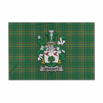 Geraghty Irish Clan Tartan House Flag with Coat of Arms