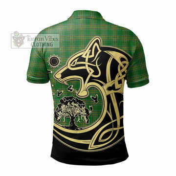 Gernon Irish Tartan Polo Shirt with Coat of Arms Celtic Wolf Style