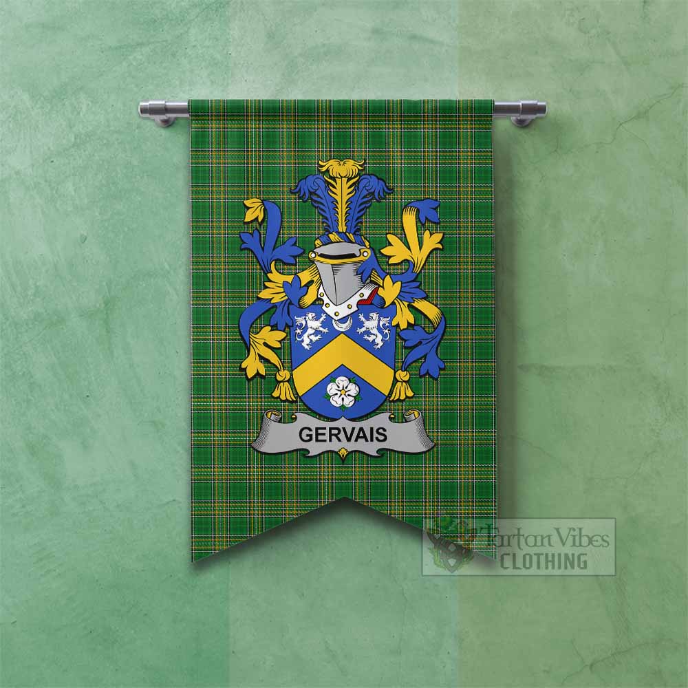 Tartan Vibes Clothing Gervais Irish Clan Tartan Gonfalon, Tartan Banner with Coat of Arms