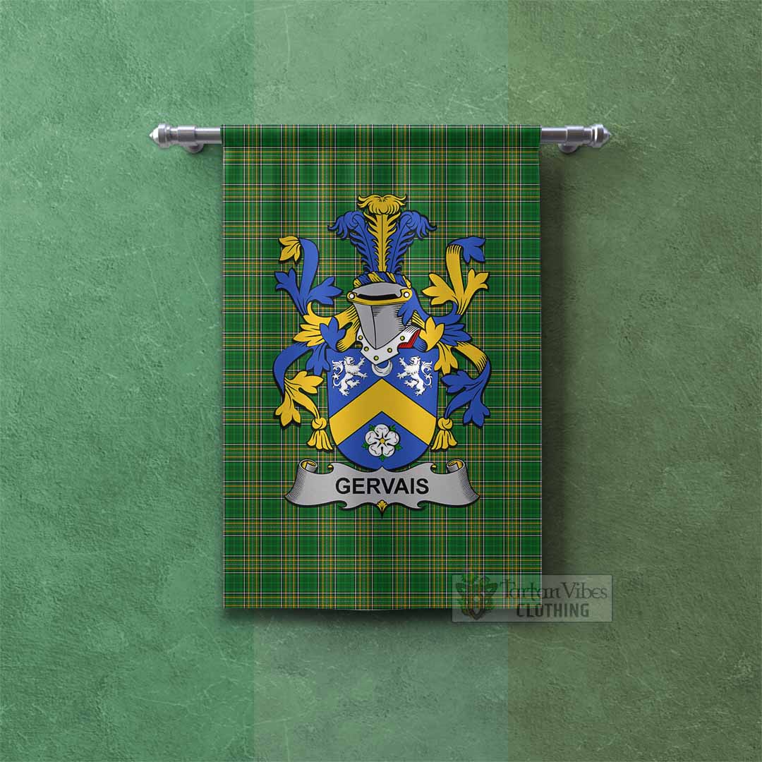 Tartan Vibes Clothing Gervais Irish Clan Tartan Gonfalon, Tartan Banner with Coat of Arms