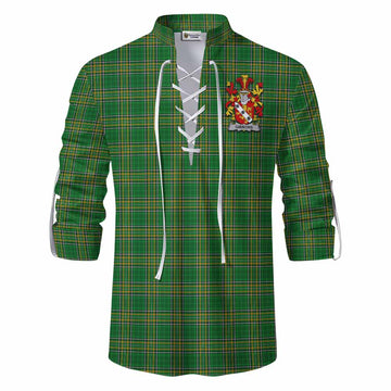 Tartan Vibes Clothing Gibbons Irish Clan Tartan Ghillie Kilt Shirt with Coat of Arms