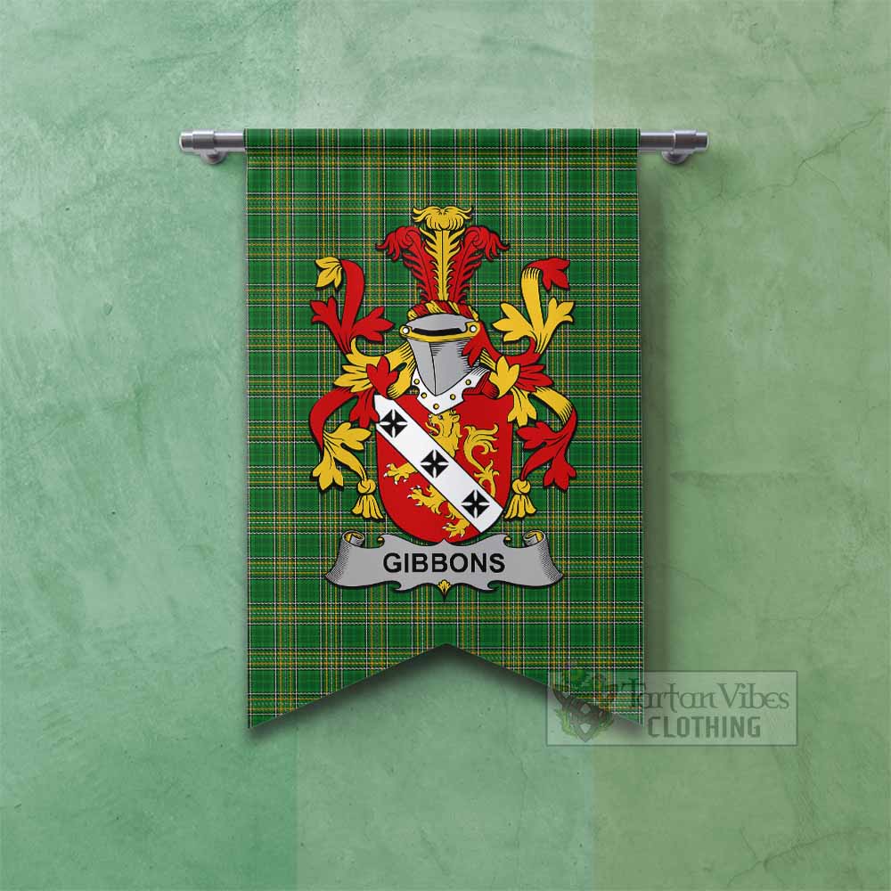 Tartan Vibes Clothing Gibbons Irish Clan Tartan Gonfalon, Tartan Banner with Coat of Arms
