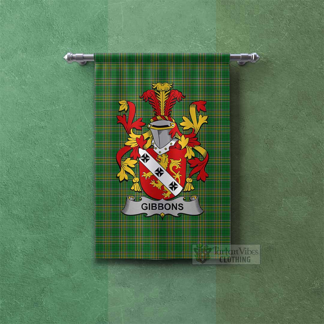 Tartan Vibes Clothing Gibbons Irish Clan Tartan Gonfalon, Tartan Banner with Coat of Arms