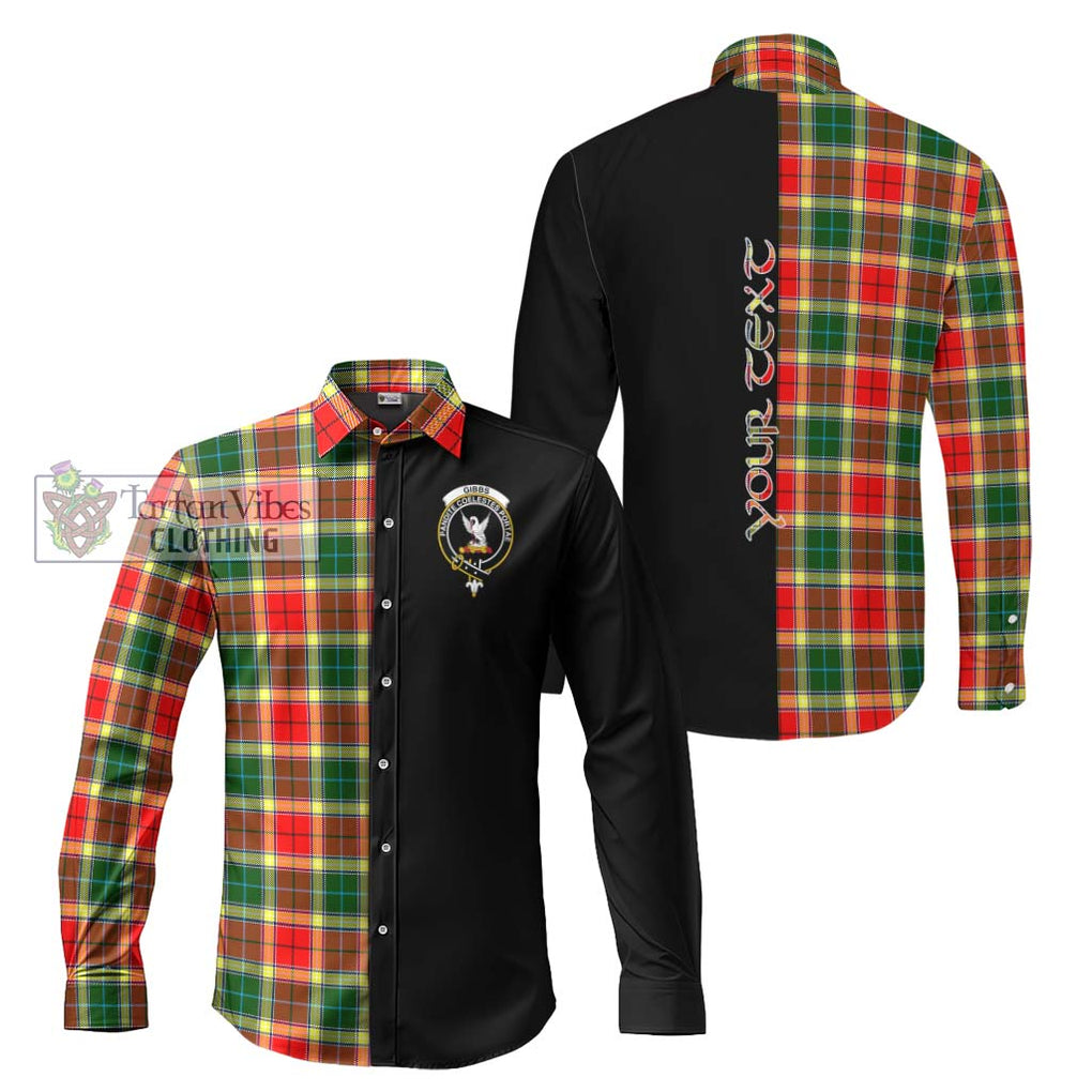 Gibbs Tartan Long Sleeve Button Shirt with Family Crest and Half Of Me Style Men's Shirt S - Tartanvibesclothing Shop