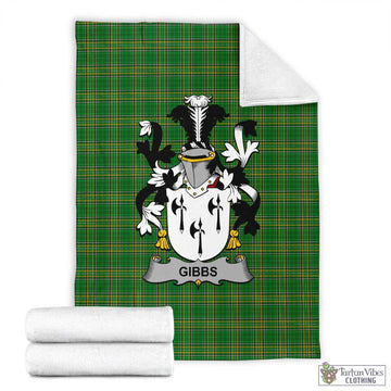 Tartan Vibes Clothing Gibbs Irish Clan Tartan Blanket with Coat of Arms