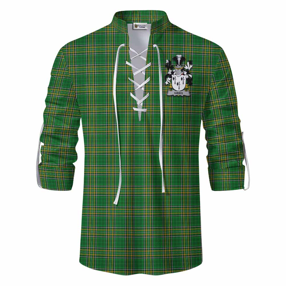 Tartan Vibes Clothing Gibbs Irish Clan Tartan Ghillie Kilt Shirt with Coat of Arms