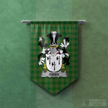 Tartan Vibes Clothing Gibbs Irish Clan Tartan Gonfalon, Tartan Banner with Coat of Arms