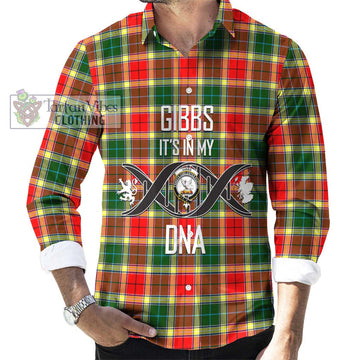 Gibbs Tartan Long Sleeve Button Shirt with Family Crest DNA In Me Style Men's Shirt S - Tartanvibesclothing Shop