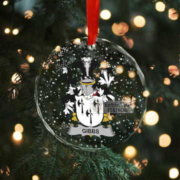 Tartan Vibes Clothing Gibbs Irish Clan Christmas Glass Ornament with Coat of Arms