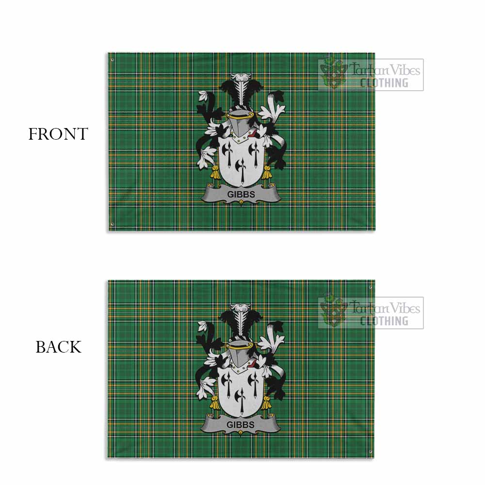 Tartan Vibes Clothing Gibbs Irish Clan Tartan House Flag with Coat of Arms