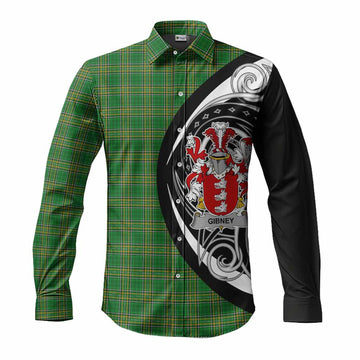 Tartan Vibes Clothing Gibney Irish Clan Long Sleeve Button Shirt Celtic Circle Style