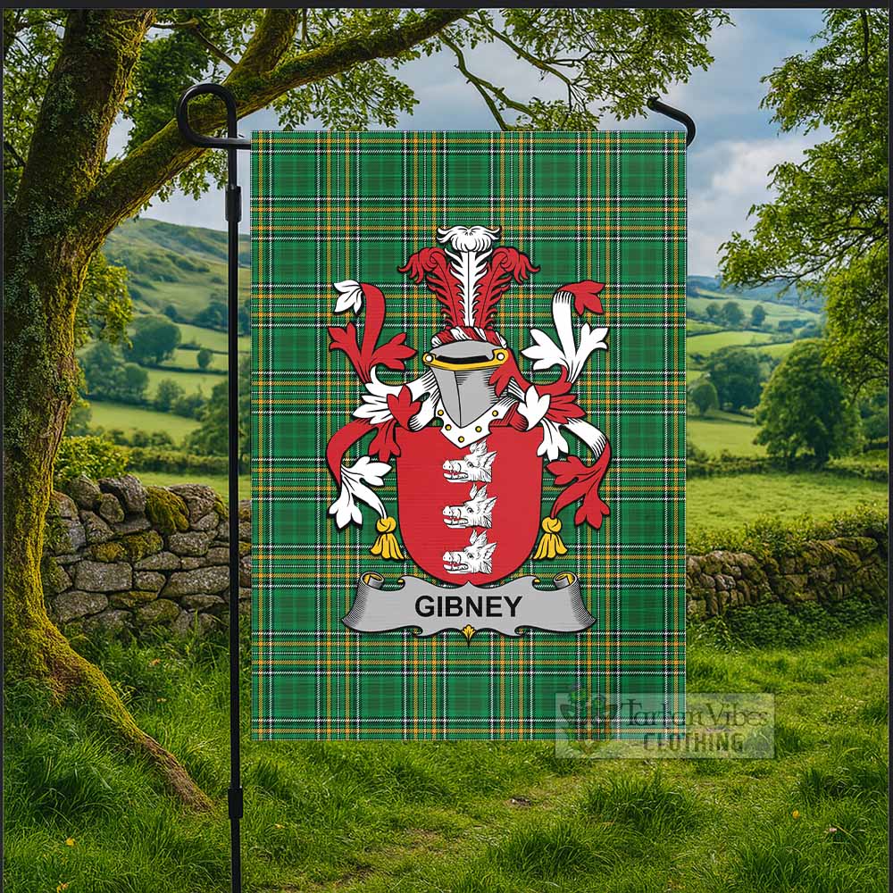 Gibney Irish Clan Tartan Flag with Coat of Arms