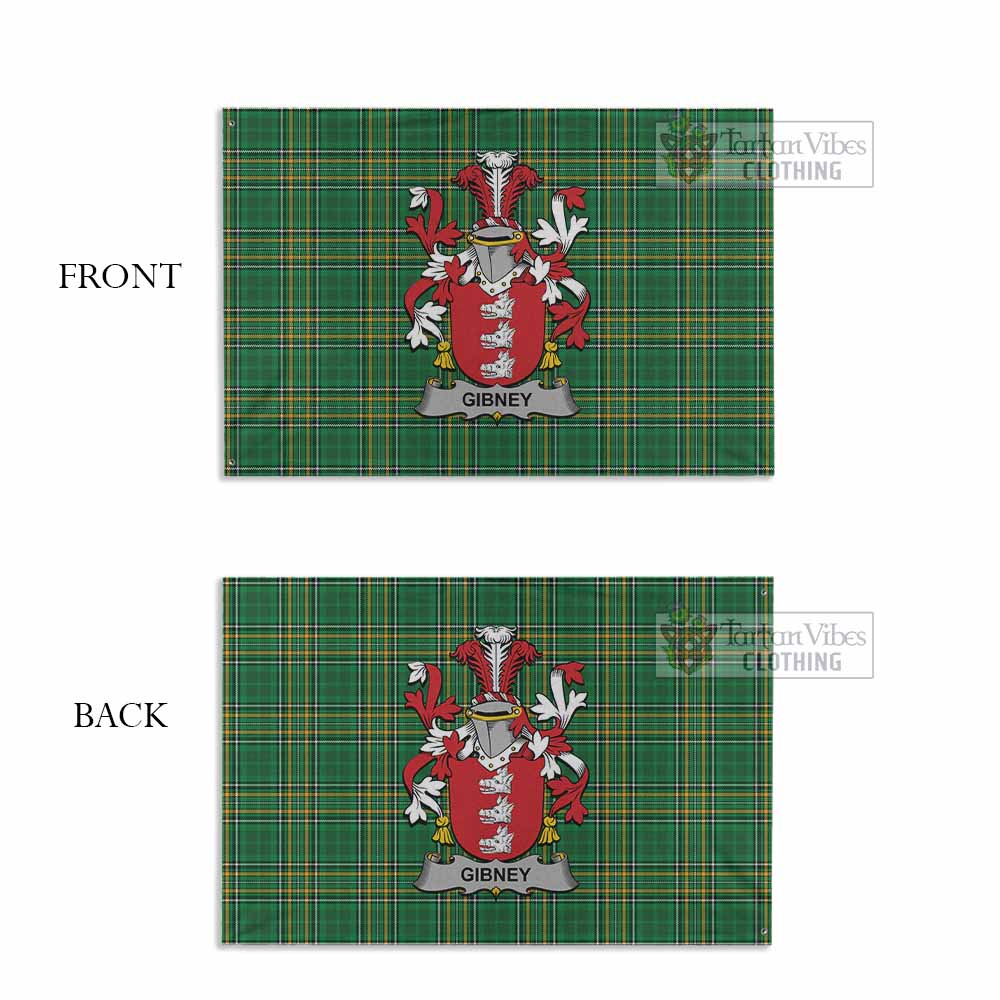 Tartan Vibes Clothing Gibney Irish Clan Tartan House Flag with Coat of Arms