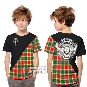 Gibson (Gibbs or Gibsone) Tartan Kid T-Shirt with Family Crest and Military Logo Style Youth XL Size14 - Tartan Vibes Clothing