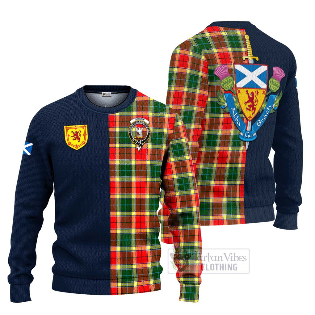 Gibson (Gibbs or Gibsone) Tartan Ugly Sweater Alba with Scottish Lion Royal Arm Half Style Unisex - Tartan Vibes Clothing