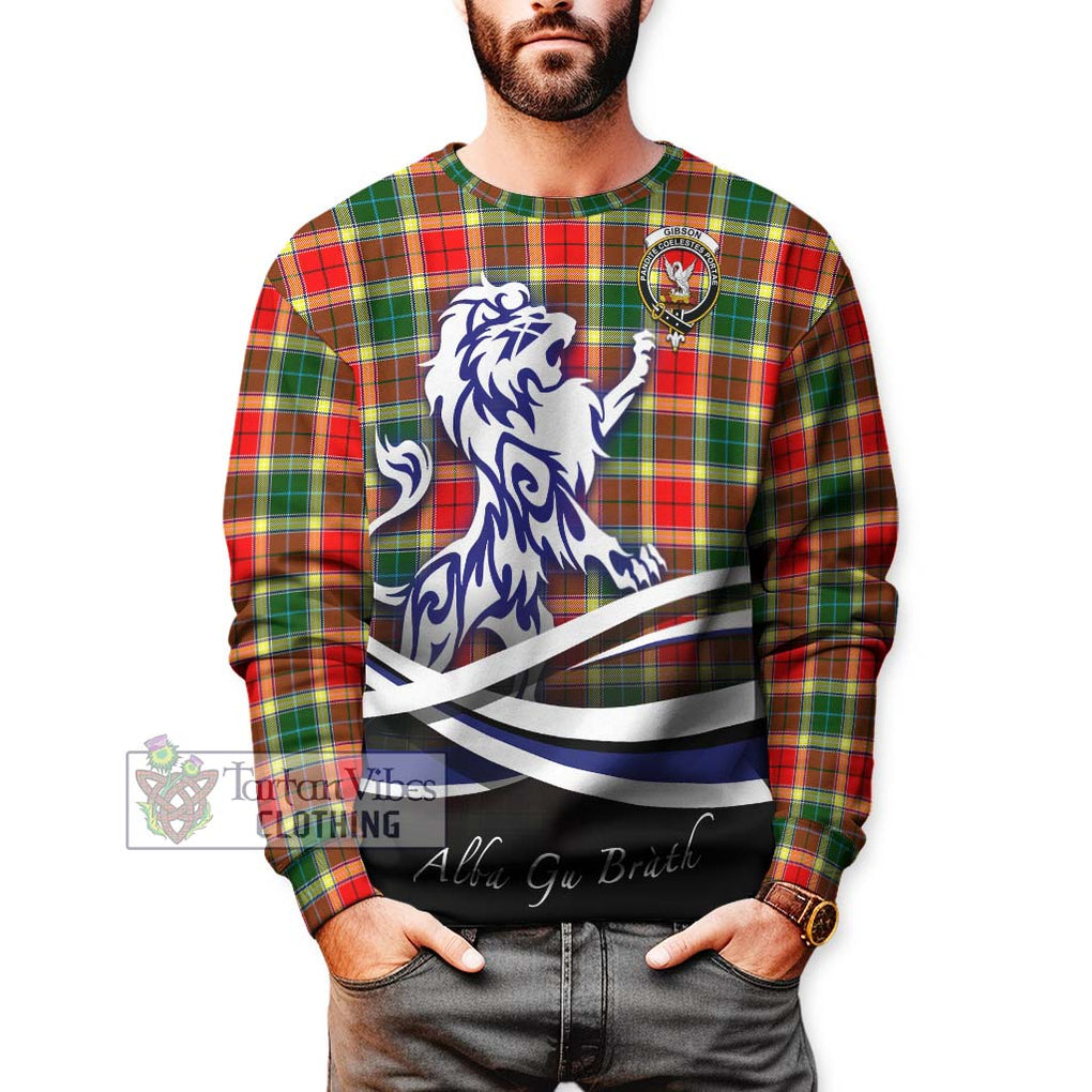 Gibson (Gibbs or Gibsone) Tartan Sweatshirt with Alba Gu Brath Regal Lion Emblem Unisex - Tartan Vibes Clothing