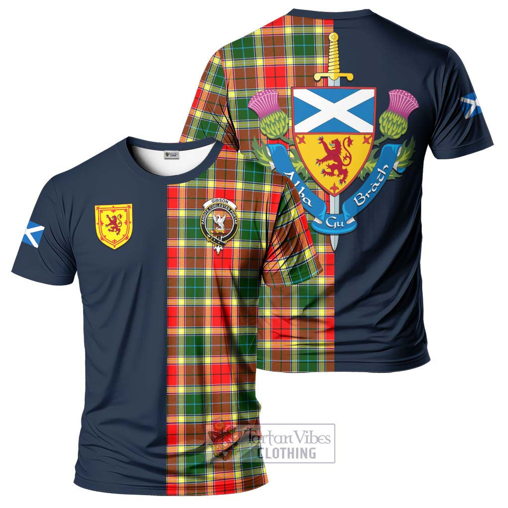 Tartan Vibes Clothing Gibson Tartan T-Shirt Alba with Scottish Lion Royal Arm Half Style