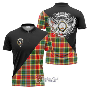 Gibson (Gibbs or Gibsone) Tartan Zipper Polo Shirt with Family Crest and Military Logo Style Unisex - Tartan Vibes Clothing
