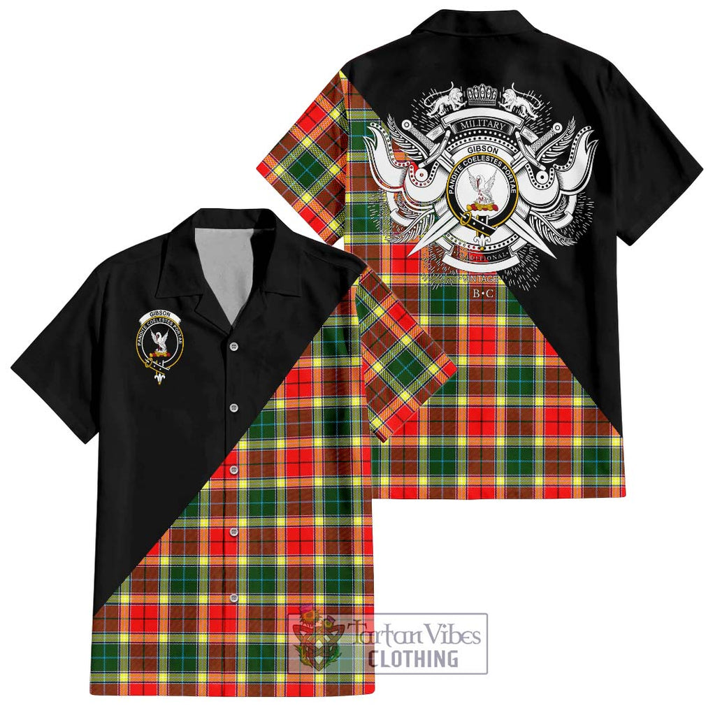 Gibson (Gibbs or Gibsone) Tartan Hawaiian Shirt with Family Crest and Military Logo Style Kid - Tartan Vibes Clothing
