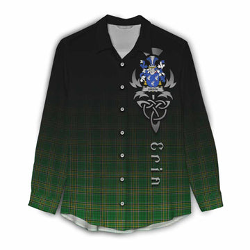 Tartan Vibes Clothing Gibson Irish Clan Women's Casual Shirt with Coat of Arms Erin Go Bragh Celtic Inspired